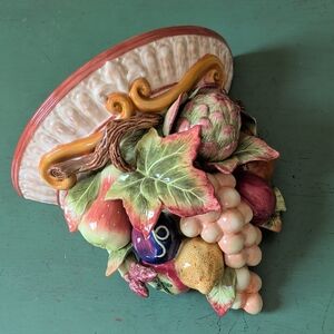 Fitz & Floyd Venetian Romance Colorful Ceramic Fruit Wall Sconce Plaque Shelf